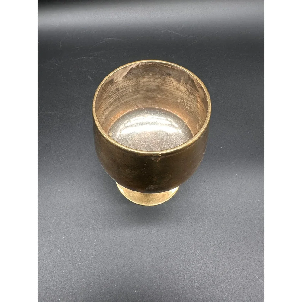 Vintage Pakistan Brass Snifter Goblet Gold Tone Metal Chalice Stemware